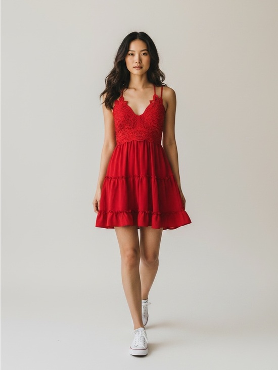 Mainstay Dresses & Skirts - Main Strip Slip Dress is a vibrant red